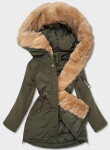 Dámska zimná bunda parka v khaki farbe (CAN-588) odstíny zelené M (38)