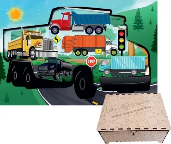 FA LIXEN Drevené puzzle Nákladné autá XL