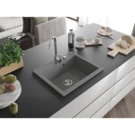 MEXEN MEXEN - Elix granitový drez 1-miska 600 x 500 mm, sivý, sifón chróm 6525601005-71
