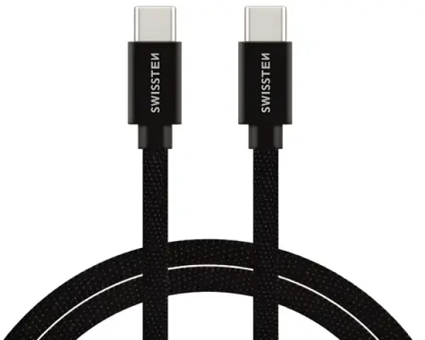 Swissten Textile čierna / Dátový kábel / USB-C na USB-C / 3 m (71527210)