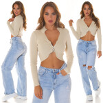 Sexy ribbed crop cardigan with zipper Einheitsgroesse