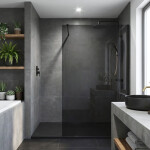 REA/S - Sprchová zástena Flexi Grey / Black 140 KPL-K99180