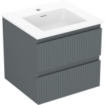 MEXEN/S - Rivel kúpeľňová skrinka 50 cm s umývadlom Otis, 2 zásuvky, reliéf, grafit mat/biela mat 91A20-05047-2-BFF66-W18M01
