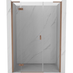 MEXEN/S - Mist-H L sprchové dvere krídlové ľavé 160, transparent, meď kartáčovaná 8A5L-160-001-65-00-L