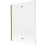 MEXEN - MIST vaňová zástena 130x150 cm 6mm 2-s, zlatá kartáčovaná, číra, ľavá 8A9-130-002-55-00-L