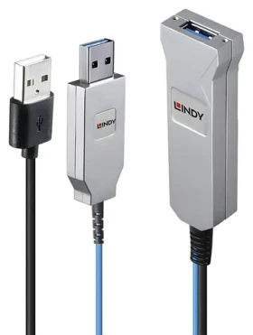 Lindy optický USB 3.0 kábel 30 m modrá / USB kábel / USB-A - 2x USB-A / 5 Gbit/s / 0-70 °C (43345)