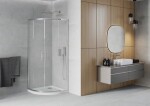 MEXEN/S - Rio štvrťkruhový sprchovací kút 80 x 80, mráz, chróm + vanička so sifónom Flat, biela 863-080-080-01-30-4110