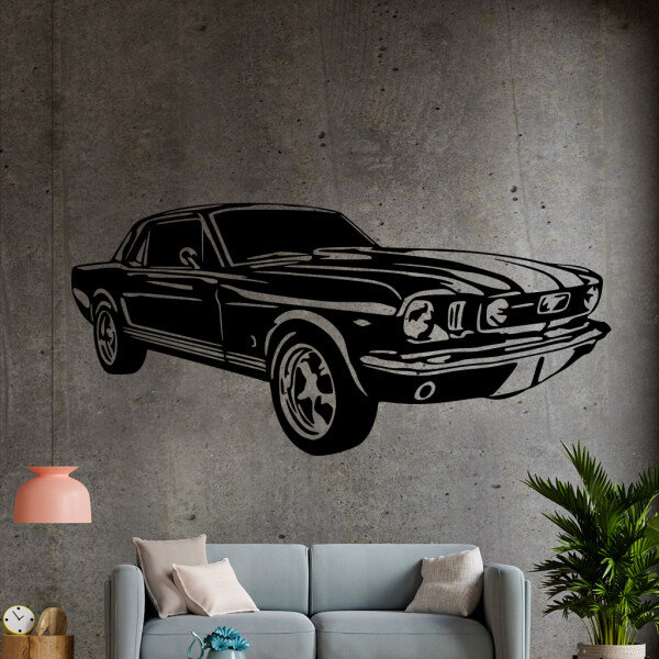 Veselá Stena Samolepka Automobil Ford Mustang Farba: čierna, Veľkosť: 60 x 28 cm