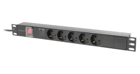 Lanberg Napájacia distribučná jednotka (PDU) 19" 1U čierna / PDU / 16A / 5x SCHUKO / 2 m (PDU-05F-0200-BK)