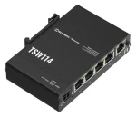 Teltonika TSW114 / Priemyselný switch / 5x RJ45 / 1000 Mbps / DIN lišta