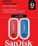 SanDisk Cruzer Snap 32 GB červená amp; modrá 2 ks / Flash Disk / USB 2.0 (SDCZ62-032G-G46TW)