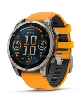 Garmin Fenix 8 47mm Titanium, oranžovo-grafitový remienok / Chytré hodinky / AMOLED / GPS / vodeodolné (010-02904-11)