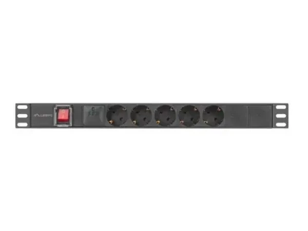 Lanberg PDU čierna / Zásuvková lišta do racku / 19" 1U / 5x zásuvka Schuko / IEC C14 / 10 A / 2 m (PDU-05F-0200-IEC-BK)