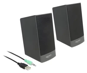 DeLock čierna / PC reproduktory / 2.0 / 3W RMS / USB napájanie / 3,5 mm jack (27001)