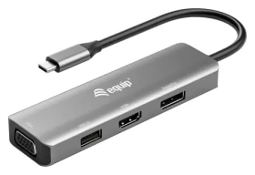 Equip 133485 / Adaptér USB-C / HDMI + DP + VGA + USB 2.0 / 4K 60Hz / 0,15 m (133485)