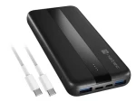 Natec Trevi Slim Q V2 10000 mAh čierna / Powerbanka / 2x USB-A 18W / USB-C 20W / PD / QC (NPB-2294)