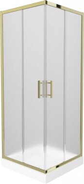 MEXEN/S - Rio sprchovací kút štvorec 80 x 80, dekor, zlato + vanička Rio vrátane výpuste 860-080-080-50-30-4510