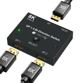 Techly IDATA-DP-2DP-8KT čierna / DisplayPort splitter / 1x DisplayPort vstup / 2x DisplayPort výstup / 8K (IDATA-DP-2DP-8KT)