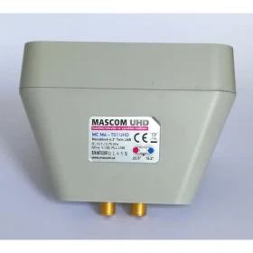 AB-COM LNB Mascom Monoblock M4-T03 Twin / LNB konvertor / DiSEqC prepínač / 2 družice 4,3 ° / šum. číslo 0,3 dB (LNB MNB MASCOM)