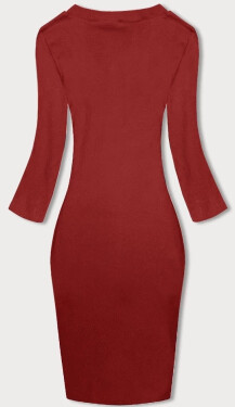 Červené rebrované šaty s okrúhlym výstrihom (5131-09) odstíny červené L (40)