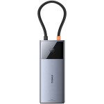 Baseus METAL GLEAM 2 SERIES 6V1 Dokovacia stanica šedá / USB 3.0 / USB-C PD / HDMI / LAN (MEMUSBCHUB6V1BASGR)