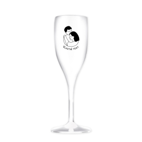 Personalizovaná nerozbitná pohár na prosecco – pár v objatí