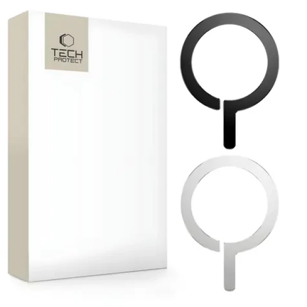 Tech-Protect MetalRing čierna, strieborná / Magnetický krúžok MagSafe / univerzálna / sada 2 ks