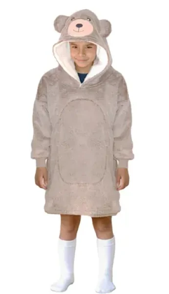 Cozy Noxxiez CH328 Medveď - hrejivá televízna mikinová deka s kapucňou pre deti 7 - 12 rokov (20-CH328)