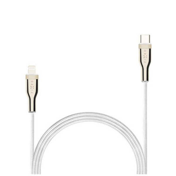 FIXED Nabíjací a dátový opletený kábel s konektormi USB-C/Lightning a podporou PD 1.2 m biela / MFI (FIXDB-CL12-WH)