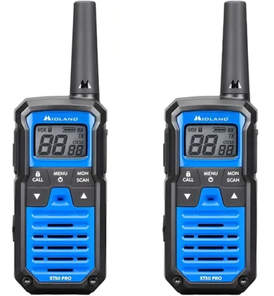 Midland XT50 PRO modrá / Vysielačka / Sada 2 ks / 84 kanálov / VOX / IPX2 / PMR 446 MHz (100002141494)