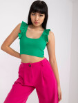 Základní tmavě zelený pruhovaný crop top RUE PARIS