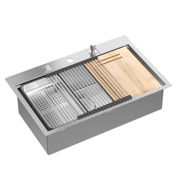 Quadron Quadron - Oceľový drez BURT 110 WORKSTATION BRUSH NICKEL ZLE-09014