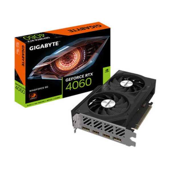 GIGABYTE GeForce RTX 4060 WINDFORCE 8GB / 1830-2475 MHz / 8GB D6 / 128-bit / 2x HDMI 2x DP / (8) 500W (GV-N4060WF2-8GD)