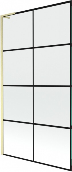 MEXEN/S - Next L vaňová zástena FIX 100 x 150, čierna vzor, zlatá kartáčovaná 895-100-000-03-77-55