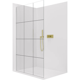 CERANO - Sprchová zástena Walk-in Crystal Ľ/P - 8 mm - bezvzperový systém - zlatá, industriálne sklo - 90x200 CER-8050BD6677