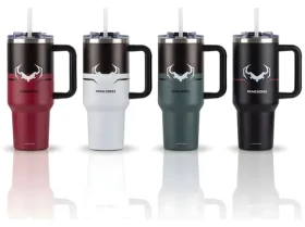 Diablo Nightwolf Moon šedá / Termohrnček s uchom / 1200 ml / Nerez / Vákuová izolácia (2178)