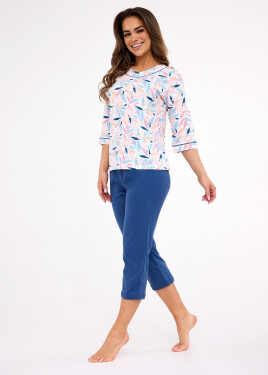 Cornette 732/452 Amelia 2 3/4 M-2XL dámske pyžamo white-marine XL