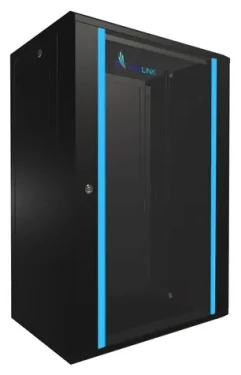 Extralink 18U 600x450 čierna / Nástenný rozvádzač / 19" / sklenené dvere / nosnosť 300 kg (EX.14367)