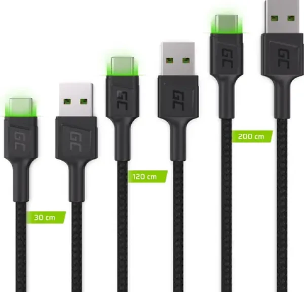 Green Cell KABGCSET01 čierna / Kábel USB-A - USB-C / 2 m (KABGCSET01)