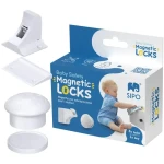 Sipo Magnetické zámky na skrine a zásuvky, sada 4 ks + 1x magnetický kľúč, BIELA (SPSBS-M4)