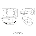 CERANO - Vaňa z liateho mramoru Aura - voľne stojaca - biela matná - 180x90x58 CER-VELA1050W