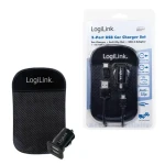 LogiLink 2portová USB nabíjačka do auta čierna / 10,5 W / 12/24 V / protišmyková podložka (PA0204)