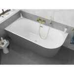 MEXEN/S - Silo voľne stojaca rohová vaňa ľavá reliéf 170 x 80, biela/sivá, sifón a prepad zlatá kartáčovaná 52891708062L-55
