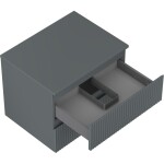 MEXEN/S - Rivel kúpeľňová skrinka pod umývadlo 60 cm s doskou, 2 zásuvky, reliéf, grafit mat 91A20-06047-2-BFFC66
