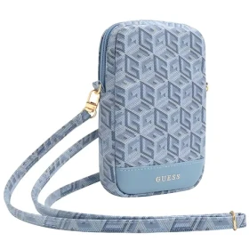Guess PU G Cube Zip Bottom Stripe modrá / Kabelka na telefón / Koža PU (GUWBZPGCSPGB)