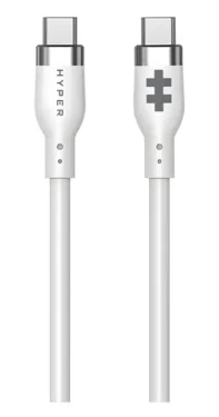 Hyper Silicone biela / Nabíjací kábel / USB-C - USB-C / 60W / 1,5 m (HJ4011WHGL)
