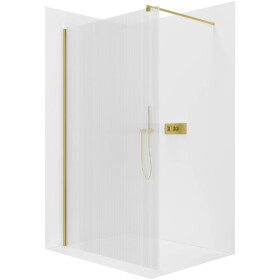 CERANO - Sprchová zástena Walk-in Onyx Round Ľ/P - 8 mm - okrúhla vzpera - zlatá, ryhované sklo - 110x200 CER-8050BD329