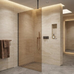 CERANO - Sprchová zástena Walk-in Onyx Top Cube Ľ/P - 8 mm - hranatá vzpera - čierna matná, bronzové sklo - 120x200 CER-689158
