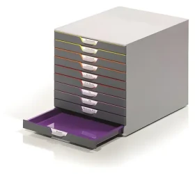 Durable VARICOLOR / Zásuvkový box / 10 zásuviek / formát C4 / plast / 292×356×280 mm (761027)