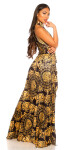 Sexy Maxi Neck Dress With Print blackyellow Einheitsgroesse